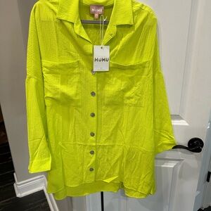Show Me Your MuMu Neon Green Button-Up Top